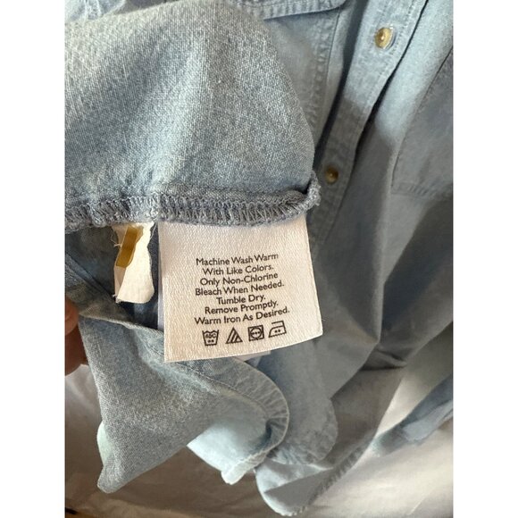 Eddie Bauer Light Wash Denim Shirt Mens Large Cotton Button Down Casual Fit - Picture 5 of 7